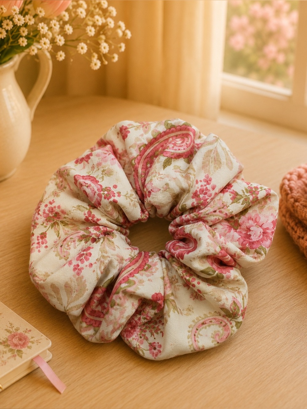 Romantic Floral and Paisley Cotton XXL Scrunchie